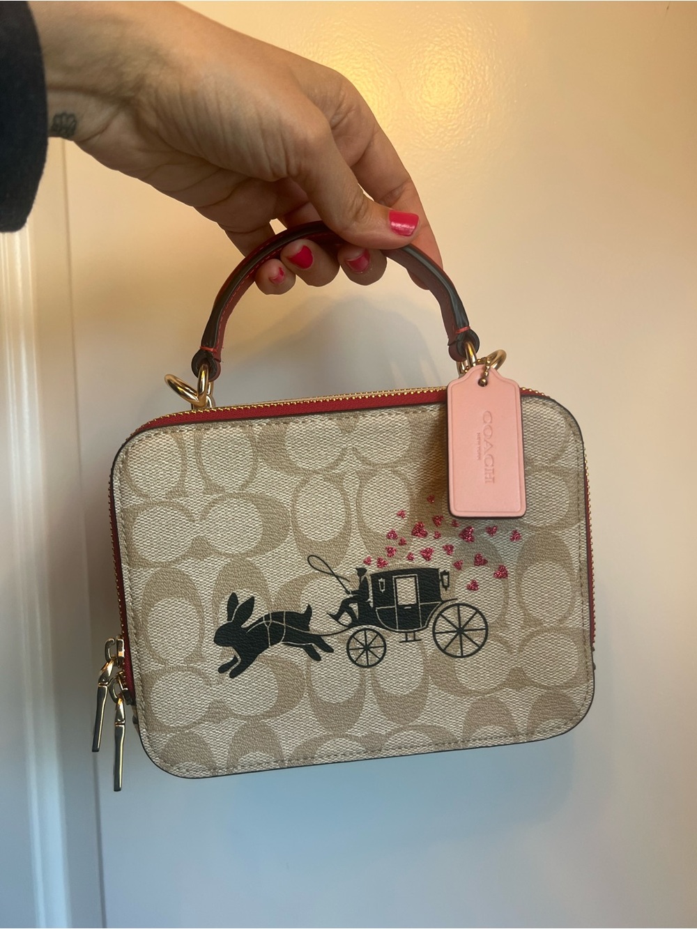 Coach Lunar New Year Box Crossbody Signature Canvas Rabbit & Carriage